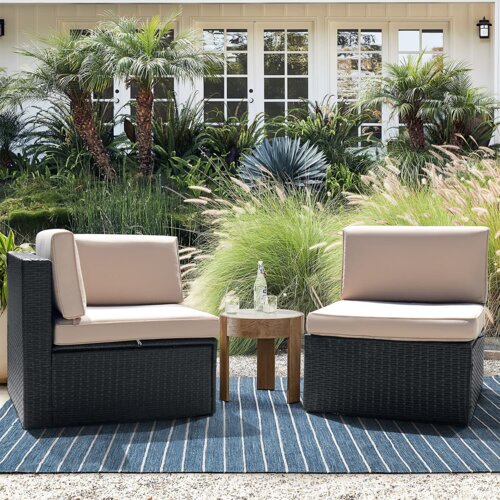 53'' Wide Outdoor Wicker Patio Sofa With Cushions 